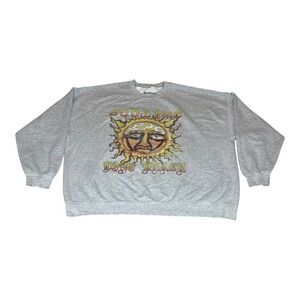 Vintage‎ Sublime Long Beach Sun Face Graphic Sweatshirt Mens Grey Pullover XL